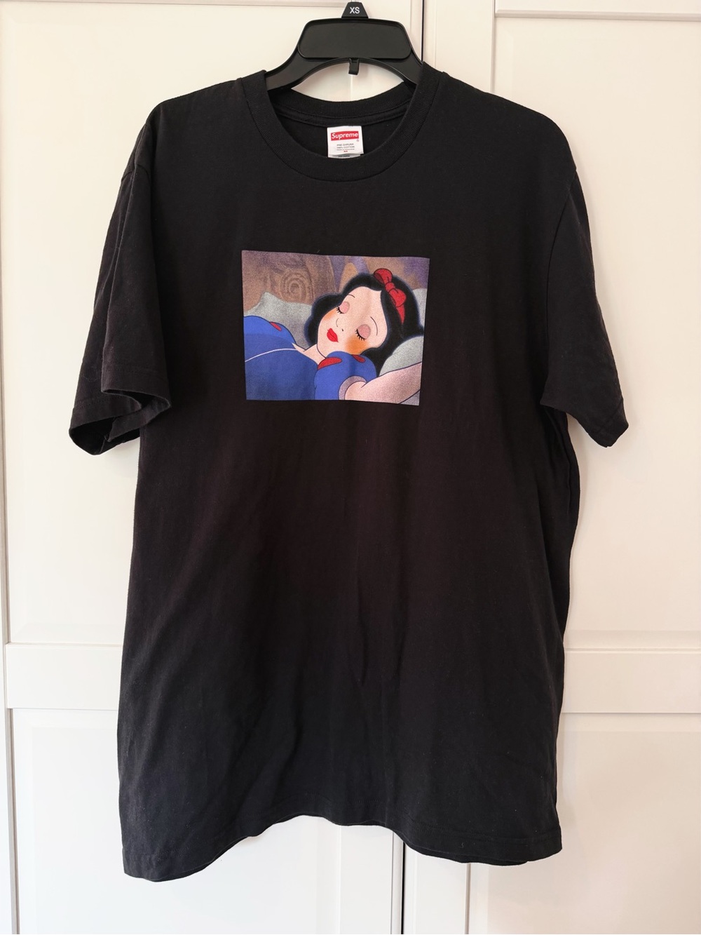Supreme Black Tee with Snow White Graphic